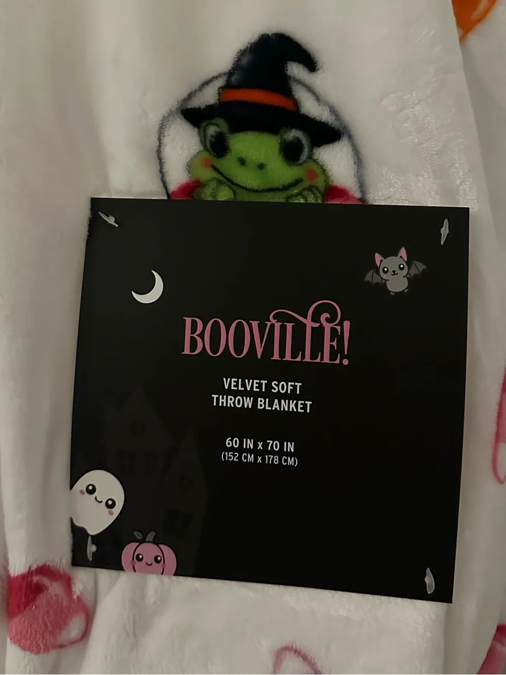 Booville Halloween Frog Witch Pumpkin Candy Corn Velvet Soft Throw Blanket 60x70